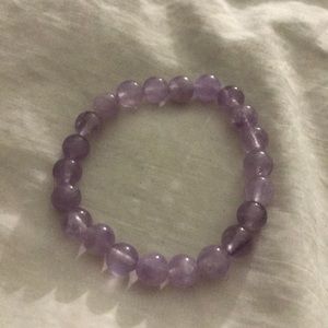 Semiprecious amethyst beaded charm bracelet